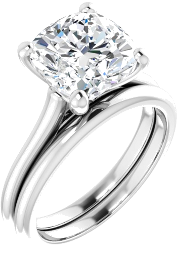 14K White 9 mm Cushion Solitaire Engagement Ring Mounting (6)