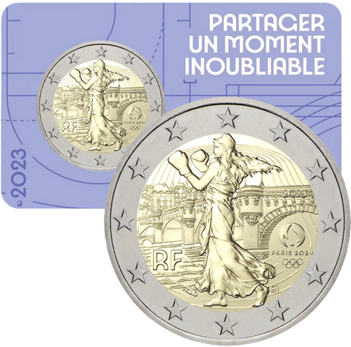 2023 Francija Parīzes 2024. gada olimpiskās spēles 2 eiro BU monēta (11)