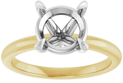 14K Yellow White 9 mm Round Solitaire Engagement Ring Mounting (3)