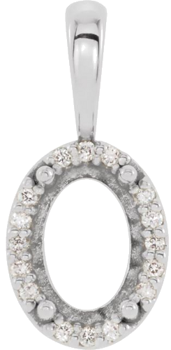 14K White 10x8 mm Oval .06 CTW Natural Diamond Halo-Style Pendant (1)