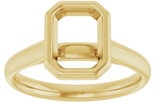 Sužadėtuvių Žiedas „Bezel-Set Solitaire“ 585 Geltonojo Aukso Emerald 8mm x 6mm (3)