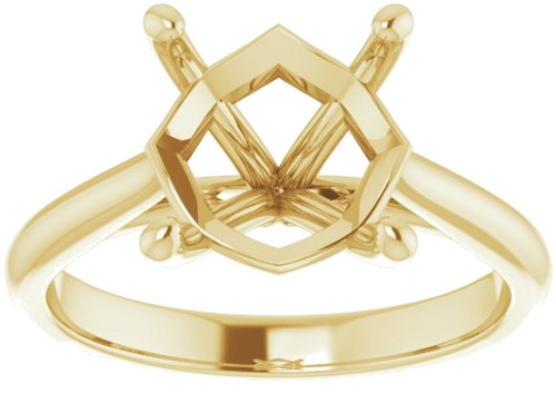 14K Yellow 9 mm Cushion Solitaire Engagement Ring Mounting (3)