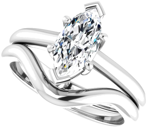 Sužadėtuvių Žiedas 417 Baltojo Aukso Marquise 10mm x 5mm (10)