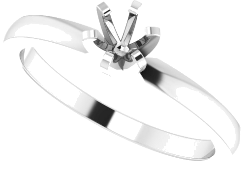 14K White 4-4.1 mm Round Solitaire Engagement Ring Mounting (5)