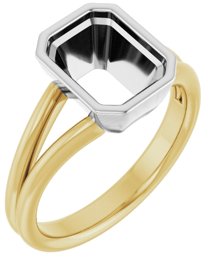 18K Yellow   White 9x7 mm Emerald Engagement Ring Mounting (1)