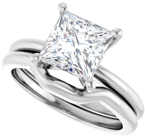 14K White  7x7 mm Square Solitaire Engagement Ring Mounting (10)