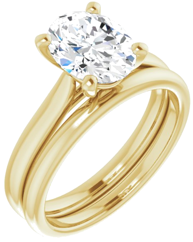 Sužadėtuvių Žiedas „Solitaire“ 750 Geltonojo Aukso Oval 9mm x 7mm (6)