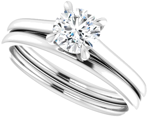 Sužadėtuvių Žiedas „Solitaire“ 585 Baltojo Aukso Round 5.5mm (10)
