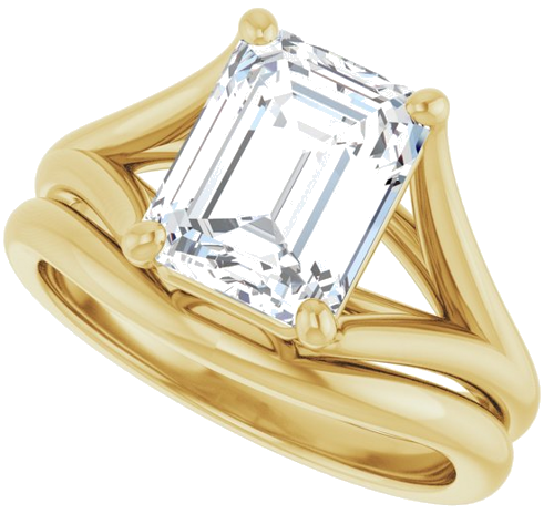 14K Yellow 9x7 mm Emerald Solitaire Engagement Ring Mounting (10)