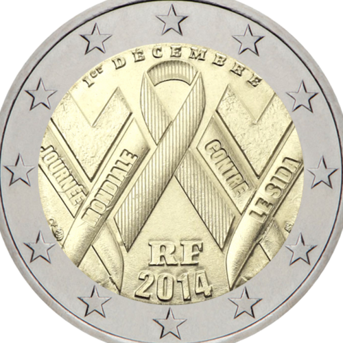 2014 Prancūzija Kova su AIDS 2 eurų moneta (2)