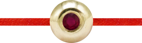 Браслет из красной нити с золотистой бусиной и рубином (2)