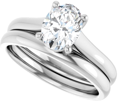 Sužadėtuvių Žiedas „Solitaire“ 585 Baltojo Aukso Oval 8mm x 6mm (10)