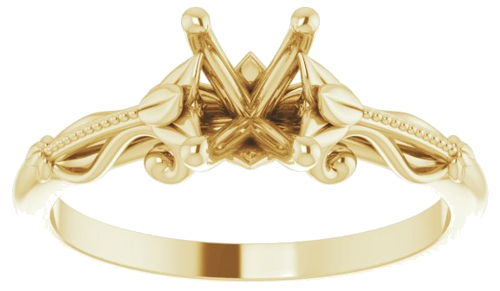 14K Yellow 7x5 mm Oval Sculptural-Inspired Engagement Ring Mounting (3)