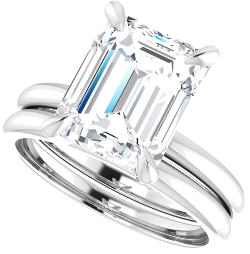 Sterling Silver  10x8 mm Emerald Solitaire Engagement Ring Mounting (10)