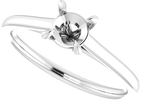 14K White  5.2 mm Round Solitaire Engagement Ring Mounting (5)