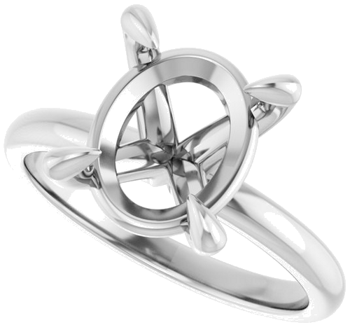 14K White  11x9 mm Oval Solitaire Engagement Ring Mounting (5)