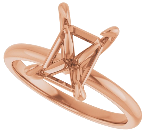 14K Rose  9x7 mm Emerald Solitaire Engagement Ring Mounting (5)