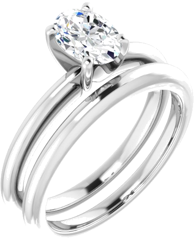 14K White  7x5 mm Oval Solitaire Engagement Ring Mounting (6)