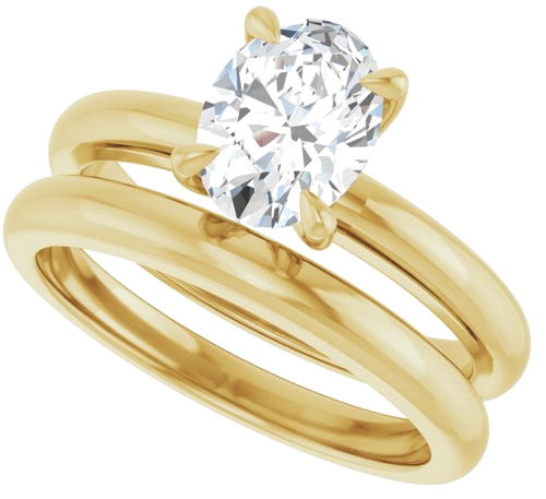 Sužadėtuvių Žiedas „Solitaire“ 585 Geltonojo Aukso Oval 8mm x 6mm (10)