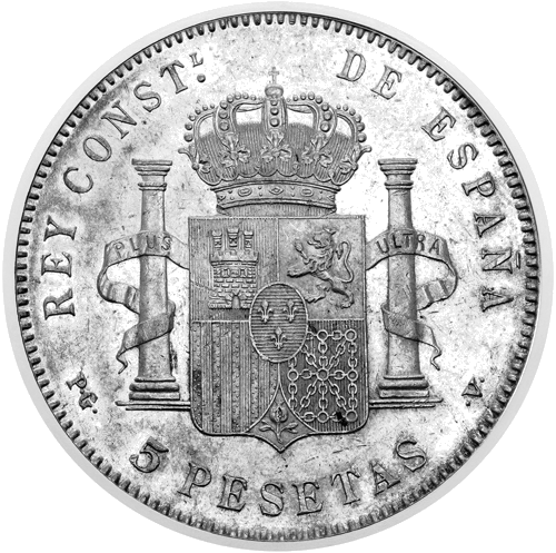 5 Pesetas Alfons XIII (1895-1899) Spānija sudraba monēta (2)
