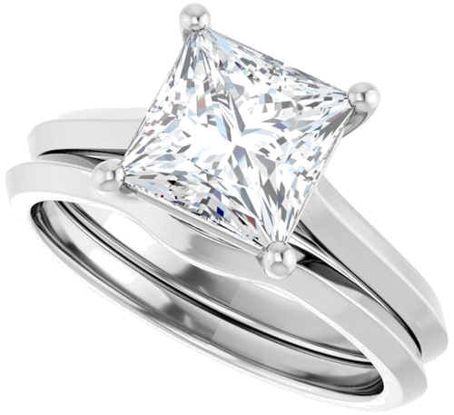 Sužadėtuvių Žiedas „Solitaire“ 585 Baltojo Aukso Square 7mm (10)