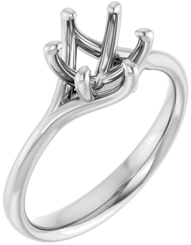14K White 7 mm Round Engagement Ring Mounting (1)