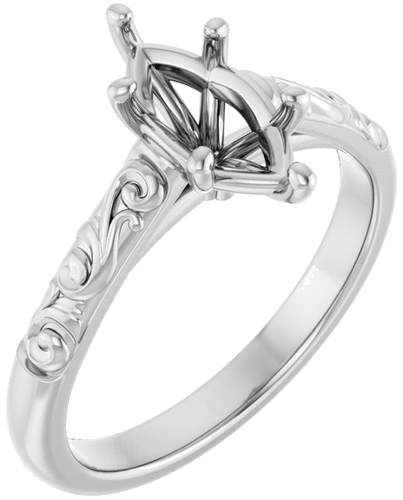 Sužadėtuvių Žiedas „Solitaire“ 417 Baltojo Aukso Marquise 10mm x 5mm (1)