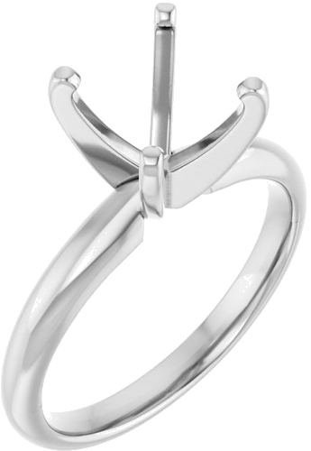 14K White 7.8-8.6 mm Round 4-Prong Solitaire Ring Mounting (1)