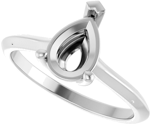 14K White 9x6 mm Pear V-Prong Engagement Ring Mounting (5)