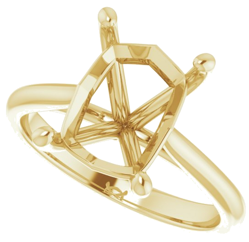 14K Yellow 10x8 mm Emerald Solitaire Engagement Ring Mounting (5)