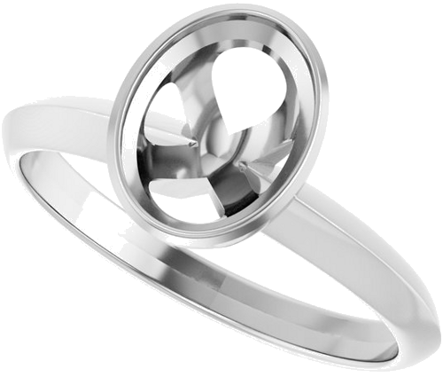 Sužadėtuvių Žiedas „Solitaire“ 585 Baltojo Aukso Oval 8mm x 6mm (5)