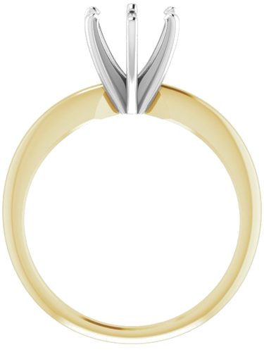 14K Yellow   White 6.6-7.2 mm Round 6-Prong Comfort-Fit Solitaire Ring Mounting (2)