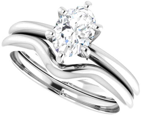 14K White  7x5 mm Oval Solitaire Engagement Ring Mounting (10)