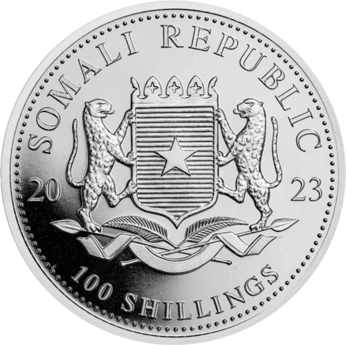 1 oz Ziloņi 2023 Somālija 100 šiliņu sudraba monēta (2)
