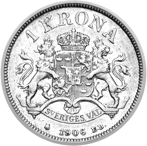 1 Kronos Oscar II (1906-1907) Švedija sidabrinė moneta (2)
