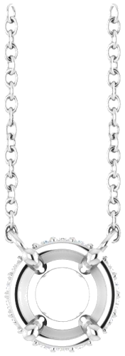 14K White 5.5 mm Round .06 CTW Natural Diamond Hidden Halo 18  Necklace (1)