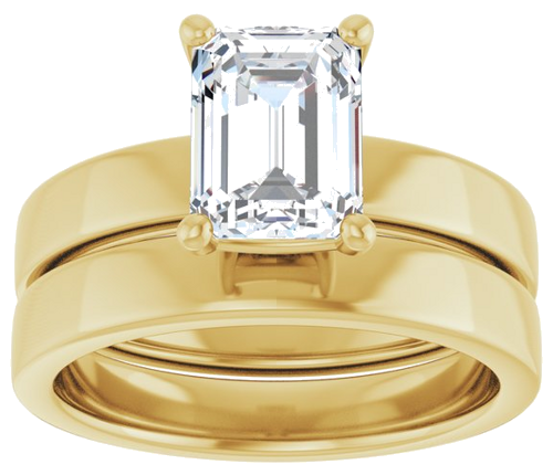 14K Yellow 8x6 mm Emerald Solitaire Engagement Ring Mounting (8)