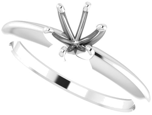 14K White 5.4-5.7 mm Round 6-Prong Comfort-Fit Solitaire Ring Mounting (5)