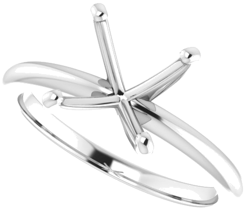 14K White  6.5x6.5 mm Square Solitaire Engagement Ring Mounting (5)