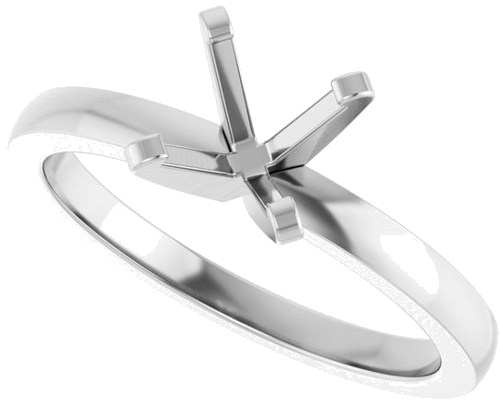 14K White 6-6.6 mm Round Solitaire Engagement Ring Mounting (5)
