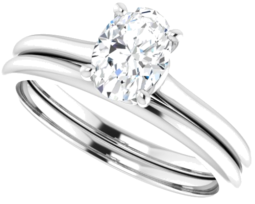 Sužadėtuvių Žiedas „Solitaire“ 14k white gold Oval 7mm x 5mm (10)