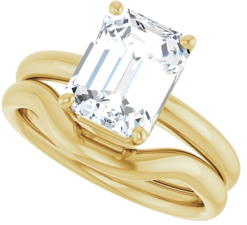 Sužadėtuvių Žiedas „Solitaire“ 585 Geltonojo Aukso Emerald 9mm x 7mm (10)