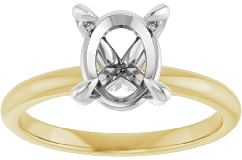 18K Yellow White 9 x 7 mm Oval Engagement Ring Mounting (3)