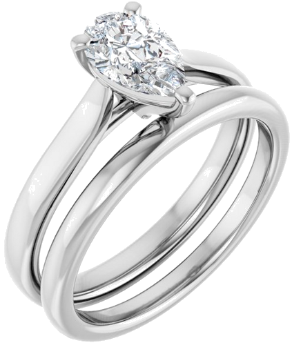 14K White 8x5 mm Pear Engagement Ring Mounting (6)