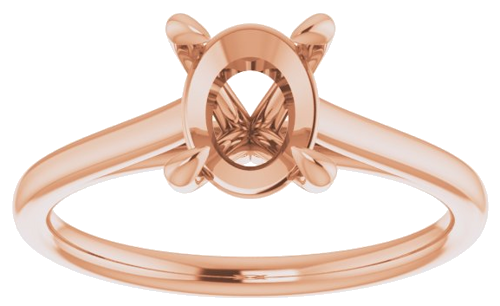 14K Rose  8x6 mm Oval Solitaire Engagement Ring Mounting (3)