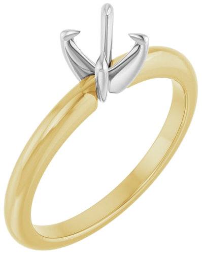14K Yellow White 5.2 mm Round Solitaire Engagement Ring Mounting (1)