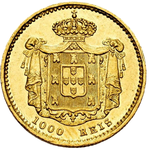 Auksinė 1000 Reisų Moneta – Portugalija, Karalienė Marija II (1851 m.) (2)