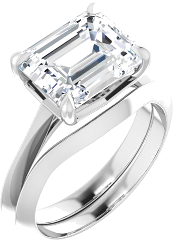 Platinum 10x8 mm Emerald Solitaire Engagement Ring Mounting (5)