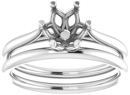 14K White 6 mm Cushion Engagement Ring Mounting (8)