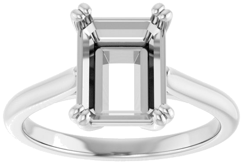 14K White 9x7 mm Emerald Solitaire Engagement Ring Mounting (3)